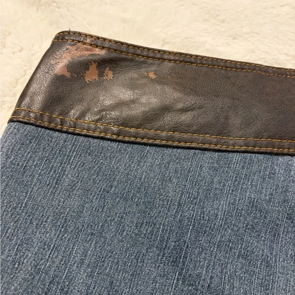 Angels Blue Flare Jeans with Brown Faux-Leather Waistband - Picture 12 of 12